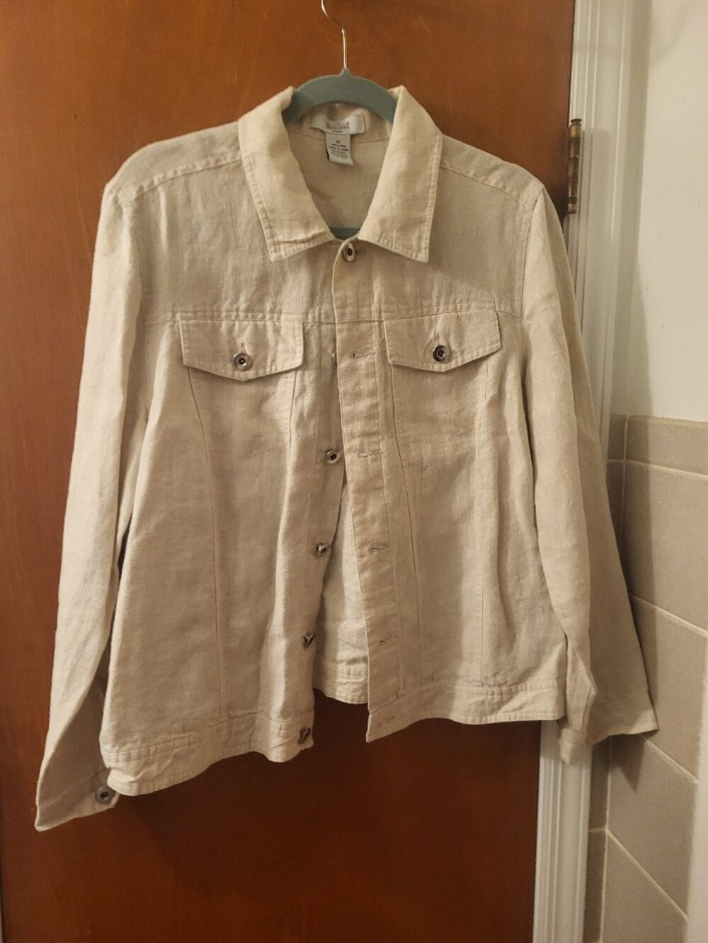 Rosanna Natural Linen Denim-Style Trucker Jacket XL